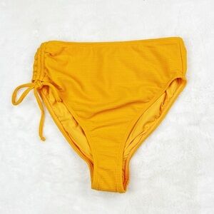NEW Sea Angel Target Textured Side Drawstring High Waisted Bikini Bottoms Gold